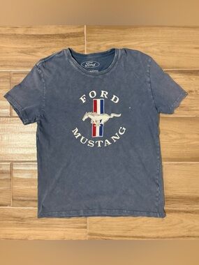 Vintage Style Ford Mustang Graphic T-Shirt - Faded Navy Blue